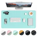 Produktbild: TECKNET Schreibtischunterlage, 80 x 40cm Große Tischschutzpolster, wasserdichte Laptop Desk Mat,PU Leder Tischunterlage, Abwischbar Doppelseitige Schreibunterlage für Büro/Zuhause(Hellblau/Hellgrün)