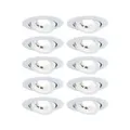 Produktbild: Paulmann 99996 LED Einbauleuchte 10er-Pack schwenkbar rund 82mm 70° 10x4,8W 10x450lm 230V 3000K Weiß