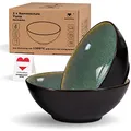 Produktbild: Ramen Schüssel Set 2 Keramik 20cm 900-1000ml Suppenschale Salatschüssel Pho Suppe Schüssel Bowl Ramen Nudeln Müslischalen A-B Ware eventuell mit kleinen Glasurfehlern Pho Suppe Bowl Schüssel (Grün)