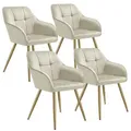 Produktbild: TECTAKE Stuhl Marilyn, Samtoptik, gesteppt  4er Setcreme/gold
