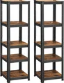Produktbild: SONGMICS Schwerlastregal, 2er Set, Bücherregal, Lagerregal, Standregal, 5 Ablagen, 150 x 37 x 37 cm, bis 400 kg belastbar, verstellbare Ablagen, Industrie-Design, vintagebraun-schwarz GLR037B02