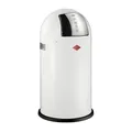 Produktbild: Wesco Pushboy Mülleimer in der Farbe weiß, pulverbeschichtetes Stahlblech, 50 Liter Volumen, große Edelstahlklappe, herausnehmbarer Innenbehälter