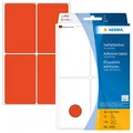 Produktbild: HERMA 2492 Vielzweck-Etiketten, 128 Stück, 52 x 82 mm, 4 pro Bogen, selbstklebend, Haushaltsetiketten zum Beschriften, matt, blanko Papier Klebeetiketten Aufkleber, rot