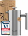 Produktbild: Premium French Press Edelstahl 1000 ml + 3 Ersatzfilter Stempelkanne isoliert...