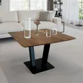 Produktbild: FINEBUY Couchtisch FB110214 Quadratisch 60x60 cm Akazie Massivholz Wohnzimmertisch (60x60x40 cm Sofatisch Akazie Massivholz Industrial), Wohnzimmertisch Quadratisch, Kaffeetisch Modern