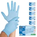 Produktbild: FRANZ MENSCH Hygostar Nitrilhandschuhe Safe Light | puderfrei, blau, 10/XL, 24cm, 100 Stück, Einweghandschuhe, Einmalhandschuhe, in Gr. XS, S, M, L, XL & XXL verfügbar