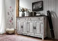 Produktbild: MASSIVMOEBEL24 Sideboard Mango / Akazie 150x45x90 weiß gewachst CASTLE-ANTIK #261