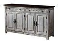 Produktbild: Massivmoebel24 Sideboard (Massivholz), Sideboard Mango / Akazie 150x45x90 weiß gewachst CASTLE-ANTIK #261