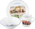 Produktbild: Seltmann Weiden Kindergeschirr-Set Compact Auf der Baustelle (3-tlg), 1 Personen, Porzellan, Teller, Schüssel, Becher, Made in Germany, 3 Teile, für 1 Person