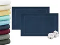 Produktbild: ZOLLNER 2er Set Badevorlagen in 50x70 cm - saugstarke und weiche Badematten in dunkelblau - angenehmer Massageeffekt - waschbar bis 60°C - für Fußbodenheizung geeignet - Baumwolle - Hotelqualität