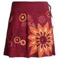 Produktbild: Vishes Minirock Baumwoll Rock mit großer gestickter Blume Cacheur, Ethno, Goa, Hippie Boho Style rot 38