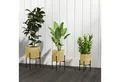 Produktbild: Outsunny Blumenständer 3er-Set Pflanzenständer mit Rattanoptik (Blumenhocker, 3 St., Pflanzenhocker), für Innen und Außenbereich Stahl Gold