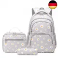 Produktbild: Schulrucksack Mädchen Teenager Damen Schultasche Canvas Schulranzen Set Blumen