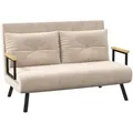 Produktbild: Homcom Schlafsofa,, Beige, Textil, Echtholz,Kautschukholz, 2-Sitzer, Füllung: Polyester,Schaumstoff, einzeln stellbar, 73x81x102 cm, Wohnzimmer, Sofas & Couches, Schlafsofas
