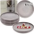 Produktbild: SÄNGER Kairo Mondgrau | Dessertteller 6 teilig, Steingut Frühstücksteller 6 Personen, Kuchenteller kleine Teller spülmaschinenfest mikrowellenfest, Steingut Geschirr Dunkelgrau | VALUE COLLECTION