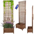 Produktbild: Modo24 Blumenkasten aus Holz, Pflanzkübel, Balkonkasten mit / ohne oder nur Rankgitter, Blumenkübel Holzkiste Garten Terrasse, Imprägniert Wetterfest Outdoor beige|braun 60 cm x 190 cm x 40 cm
