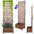 Produktbild: MODO24 Blumenkasten aus Kiefernholz mit Rankgitter, Pflanzkübel mit Spalier Rankhilfe, Hochbeet, Blumenkübel Outdoor Holzkiste für Garten Terrasse Balkon, 190x60x40, Braun, Imprägniertes Holz