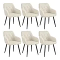 Produktbild: WOLTU 6er Set Esszimmerstühle mit Armlehne Rückenlehne, für Esszimmer Wohnzimmer Küche, Bequeme Küchenstühle gepolstert mit Samtbezug, Metallbeinen, Cremeweiß