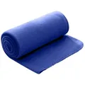Produktbild: wometo Polar Fleecedecke 130x160 OEKO-TEX ca. 400g Gewicht, mit Antipilling & Kettelrand - Farbe blau dunkelblau