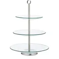 Produktbild: Relaxdays Etagere, 3 Etagen, rund, Cupcake, Keks, Obst, Muffin, Servierständer, Glas, Edelstahl, silber/transparent