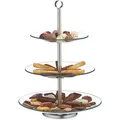 Produktbild: Etagere, 3 Etagen, rund, Cupcake, Keks, Obst, Muffin, Servierständer, Glas, Edelstahl, silber/transparent - Relaxdays