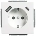 Produktbild: Busch-Jaeger 20 EUCB2USBAC-84 Schutzkontakt-/USB-A+C Steckdose Safety+, mit Befestigungskrallen, studioweiß glänzend, Plattform 63