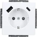 Produktbild: BUSCH-JAEGER Steckdose 20 EUCB2USBAC-84 | SCHUKO Unterputz | 1x USB-A & 1x USB-C | 16A 230V | IP20 | Studioweiß