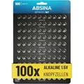 Produktbild: Absina Knopfzelle Sortiment 100-teilig, AG1, AG3, AG4, AG10, AG13, 100 Stück