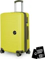 Produktbild: Mitte - mittelgroßer Koffer + digitaler Namensschild, erweiterbarer Reisekoffer Check-In Gepäck Rollkoffer 90L Gurtmaß 158 cm Doppelrollen Trolley TSA,Lemon