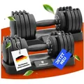 Produktbild: EVERLEVEN Hantel-Set Verstellbare Kurzhanteln - 15 Gewichtseinstellungen - Hantelset 2x12kg Hantelset