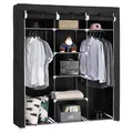 Produktbild: SONGMICS Kleiderschrank, Stoffschrank, faltbare Garderobe mit Kleiderstangen, Kleiderständer, Aufbewahrung, Taschen, Schuhe, Schlafzimmer, Ankleidezimmer, 45 x 150 x 175 cm, schwarz RYG12B