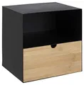 Produktbild: AC Design Furniture Jeppe Nachttisch, H: 30 x B: 30 x T: 25 cm, Schwarz, Metall/Bambus, 1 Stk.