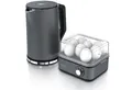 Produktbild: Arendo Frühstücks-Set (2-tlg), Edelstahl Wasserkocher 1,5l mit Temperaturwahl & Eierkocher, Cool Grey