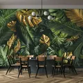 Produktbild: BLÄTTER GOLD GRÜN Vlies Fototapete Monstera Modern Wohnzimmer TAPETE XXL 368x254