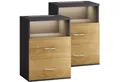 Produktbild: Casaria Nachttisch Jamie (2-St), mit Touch LED Beleuchtung 40x28x55cm Dimmbar Holz 2 Schubladen Bett