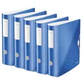 Produktbild: Leitz Qualitäts-Ordner 180° Active WOW, 5er Pack, A4, Breit, Abgerundeter Rücken, 8,2 cm breit, Gummibandverschluss, Leichtes Polyfoam, Plastik-Ordner, WOW Serie, Blau, 11060036