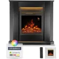 Produktbild: Juskys Elektrokamin, 2000 W Heizung, Flammeneffekt, Fernbedienung, LED-Licht, Timer schwarz 96 cm x 93 cm