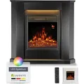 Produktbild: Elektrokamin 1000 / 2000 W Mit Heizung, Kaminfeuer, Flammeneffekt, Fernbedienung, Led Beleuchtung - Elektrischer Kamin Eckkamin Schwarz - Juskys