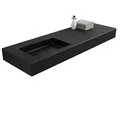 Produktbild: Wandwaschbecken BA8012 aus Mineralguss - 121 x 45 x 12 cm - Farbe wählbar - Metallkonsole optional, Farbe:Quarz schwarz, Untergestell:Ohne Untergestell