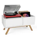 Produktbild: Glorious Turntable Lowboard - im 60er-Jahre-Retrodesign, Abhörstation, Offene Record Box, schockabsorbierende Gummifüße, weiß