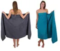 Produktbild: Betz 2 Stück Badetücher groß XXL Größe 100 x 200 cm Badetuch Saunatuch Palermo 100% Baumwolle Farbe anthrazit - Petrol