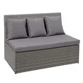Produktbild: Mendler Poly-Rattan 2er Sofa HWC-G16, Lounge-Gartenbank Sitzbank Sessel, Gastronomie 120cm - grau, Kissen dunkelgrau