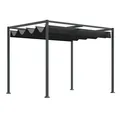 Produktbild: Pergola Pavillon Terrassenüberdachung mit Schiebedach Polyester Schwarz