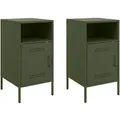 Produktbild: vidaXL Nachttische 2 Stk. Olivgrün 36x39x68 cm Stahl
