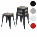 Produktbild: 4er-Set Hocker HWC-A73, Sitzhocker, Holz-Sitz Metall Industriedesign stapelbar
