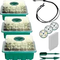Produktbild: 1.02 Mini Gewächshaus mit LED Beleuchtung - 3er Set / je 19 x 15 x 11 cm - 3 Stück mit Deckel aus Kunststoff
