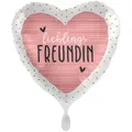 Produktbild: 1 Folienballon Lieblingsfreundin Herz weiß rosegold schwarz ca 43 cm ungefüllt Ballongas geeignet