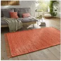 Produktbild: TaraCarpet Teppich Flickenteppich TaraCarpet Sylt mit Fransen, rechteckig, Höhe: 5 mm, Wohnzimmer Schlafzimmer Küchenteppich terracotta 090x160 orange 90 cm x 160 cm x 5 mm