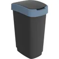 Produktbild: Rotho Kunststoff AG Rotho Mülleimer TWIST, 50 Liter, Abfalleimer mit Schwing- und Klappdeckel, Farbe: schwarz/ horizon blue 1754506161