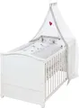 Produktbild: roba Komplettbettset 'Adam & Eule' 70x140cm, weiß mit Bettwäsche, Himmel, Nest, Matratze, umbaubar